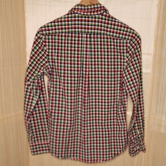 Gap Mens Classic Fit Green Orange Plaid Button Down Small - Picture 2 of 6
